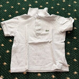 Lacoste Kids Light Gray Polo with Green Crocodile Logo